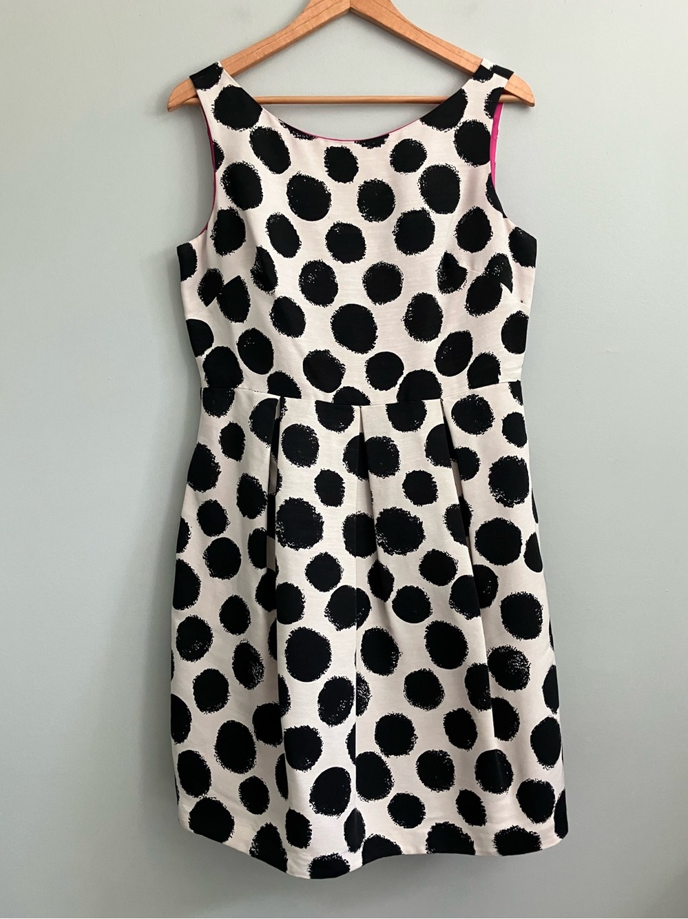 ELIZA J White & Black Polka Dot Fit and Flare Dress Size 12